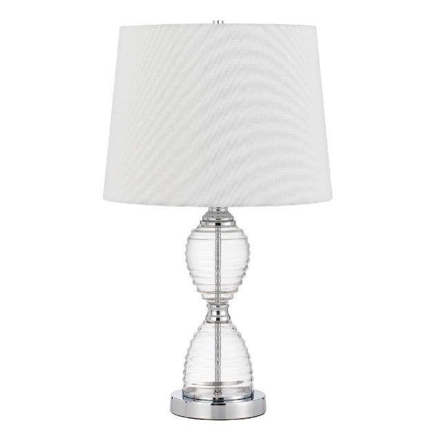 Hivvago 23 Inch Hourglass Glass Base Table Lamp Clear 3