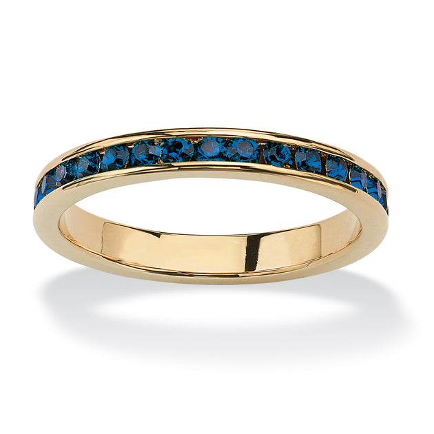 Palm Simulated Birthstone Gold-Plated Eternity Band Multi US 6 2