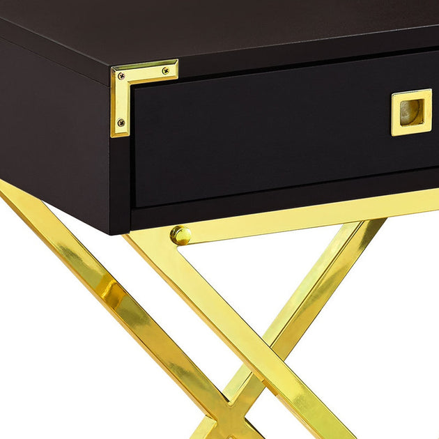 Hivvago End Table Gold Dark Brown 3
