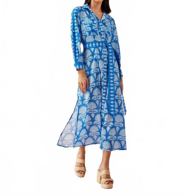 OMIKA Palma Midi Dress Blue Medium 2