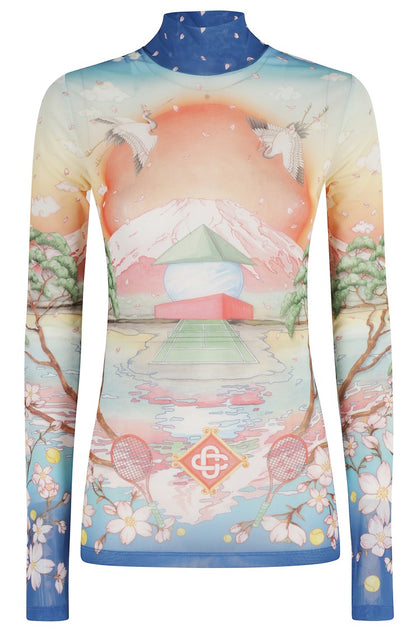 Casablanca High Neck Tulle Top Multicolor Medium 2