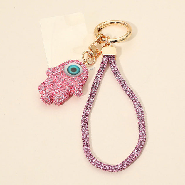 FASHNZFAB Hamsa Hand Evil Eye Keychain Pink 2