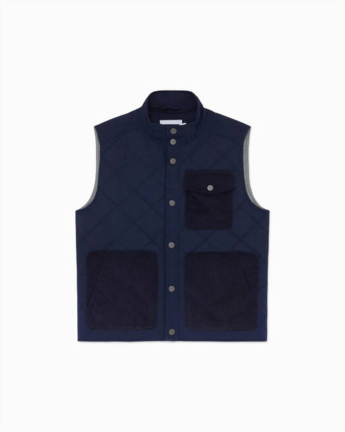 onia Men's Quilted Twill Vest In Deep Navy | ShopSimon