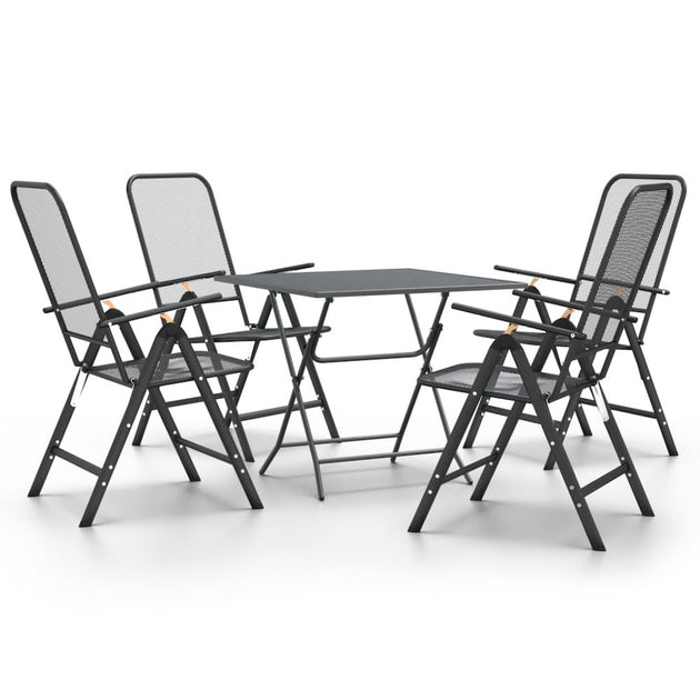 VidaXL 5 Piece Patio Dining Set Expanded Metal Mesh Anthracite 10