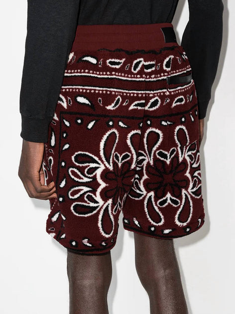 Amiri Printed Bandana Fleece Track Shorts Red XSmall 3