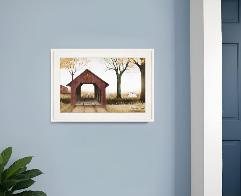 Hivvago Bucks County Bridge 1 White Framed Print Wall Art 2