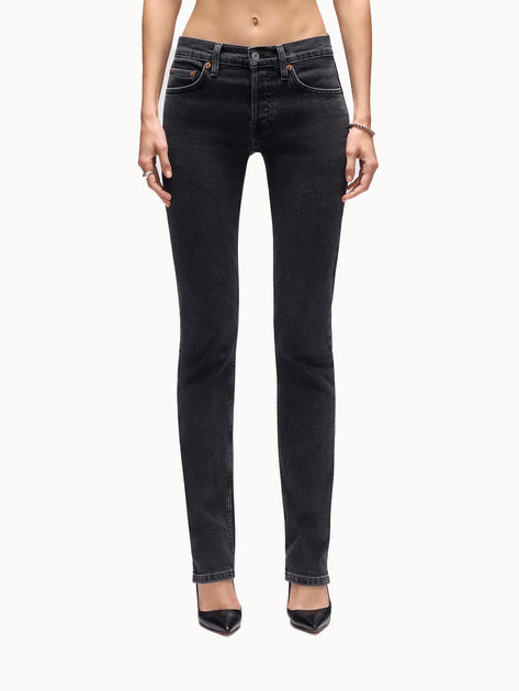 RE/DONE Slim Cigarette Mid Rise Jeans Black 23 2