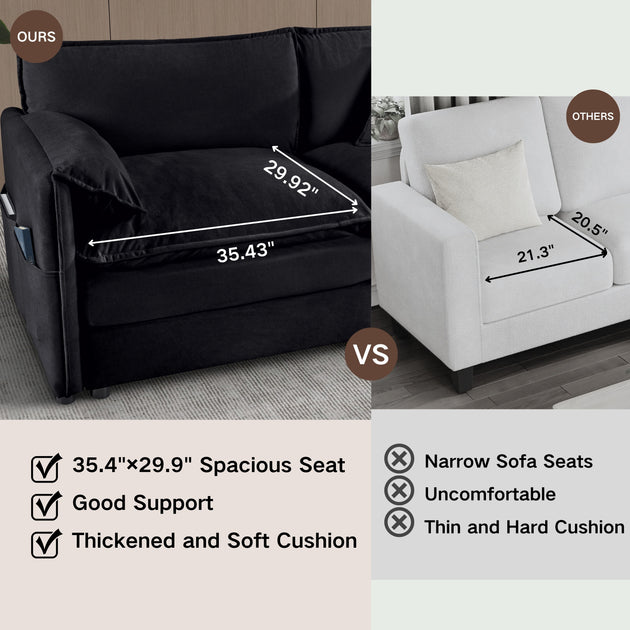 Streamdale Black Chenille Modular Sectional Sofa 4