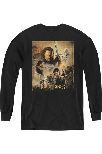 Gildan Herr der Ringe Rotk Poster Jugend Langarm T-Shirt Schwarz Medium 2