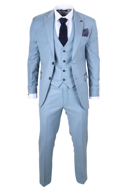Infinity Men's 3 Piece Plain Blue Work Formal Suit Blue US 50 Regular 4