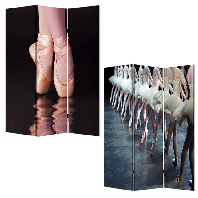 Hivvago 48 x 72 Inch Multicolor Wood Canvas Room Divider 3