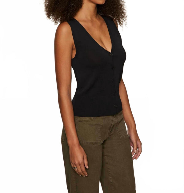 Sanctuary Knitted Button Front Top Black Small 5
