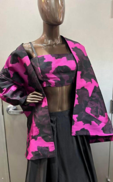 Zinzane Abstract Floral Bandeau and Jacket Set Pink Medium 2