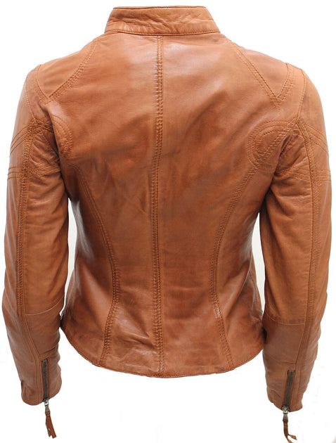 Infinity Womens Leather Biker Jacket Green US 8 4