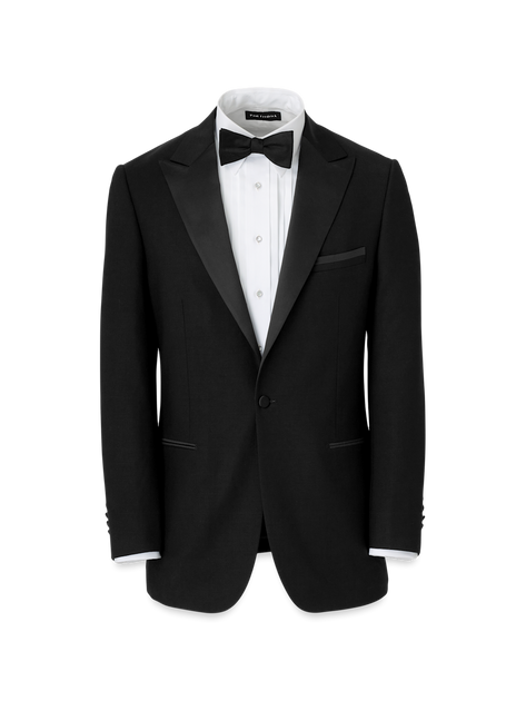 Paul Fredrick Wool Stretch Single Breasted Peak Lapel Tuxedo Jacket Black US 44 Short 2