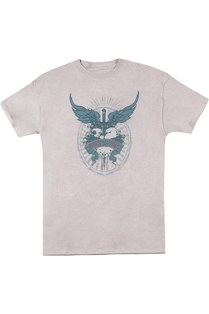 Gildan Bon Jovi Winged Heart T-Shirt Blanc Medium 2