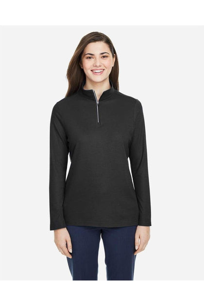 CORE365 Women's Fusion ChromaSoft Pique Quarter-Zip Pullover Black XLarge 3