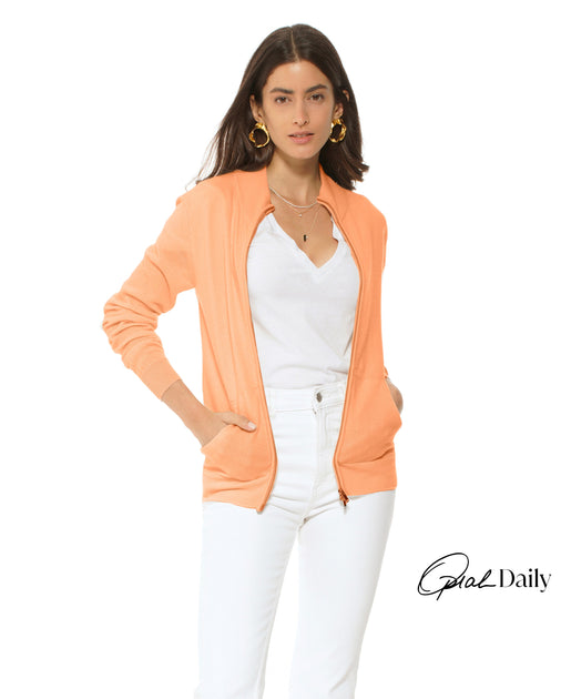 Monticelli Cashmere Zip Cardigan Orange Large 2