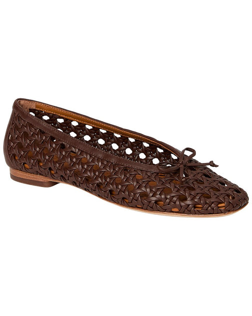J.McLaughlin Leonor Leather Basket Weave Flat Beige US 9 3