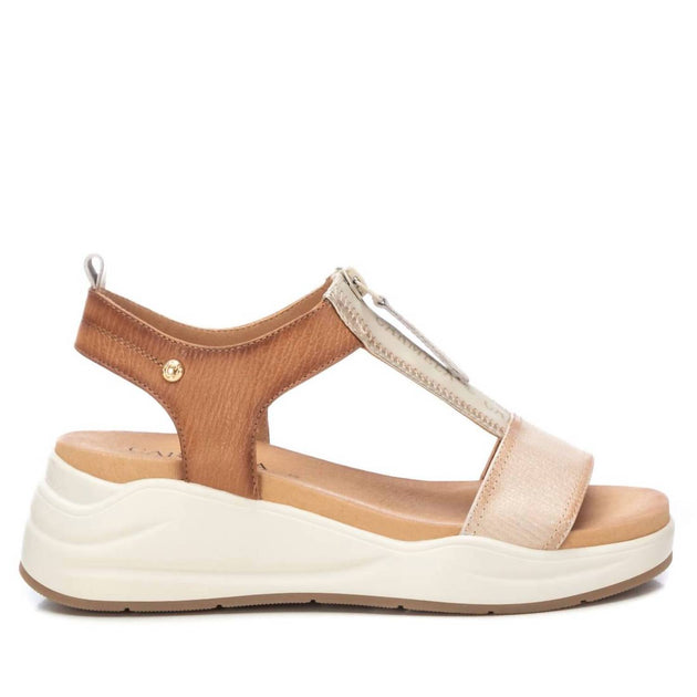 Xti Women's Leather Wedge Sandals Beige US 5.5 2