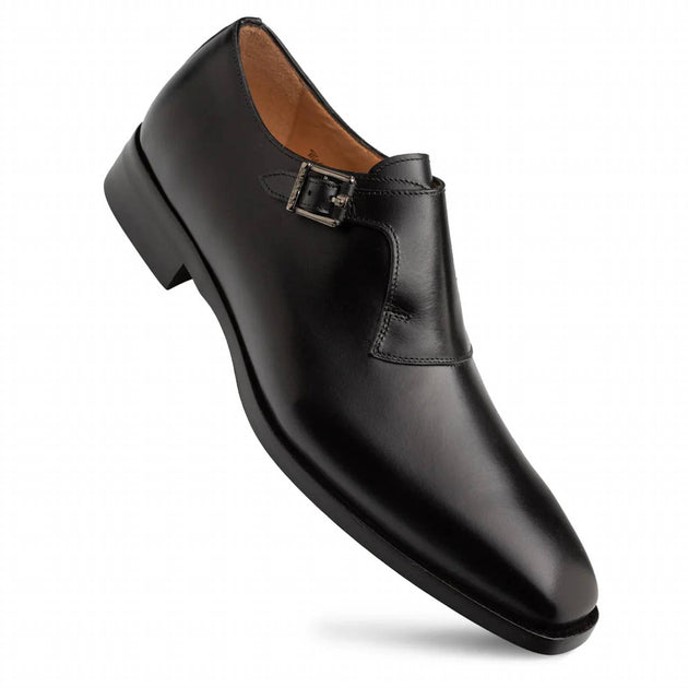 Mezlan Plain Toe Monk Strap Shoes Black US 12 2