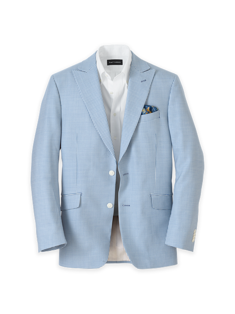 Paul Fredrick Wool Houndstooth Sport Coat Blue US 52 Long 2