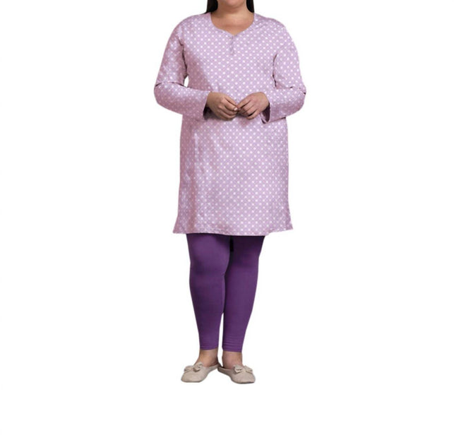 On The Plus Side Cotton Long Sleeve Sleep Top Purple 3X 2