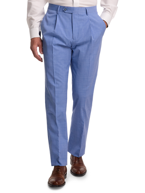 Paul Fredrick Wool Blend Pinstripe Single Pleat Suit Pant Blue US 42 3