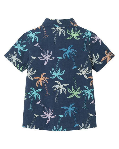 Andy & Evan Multi Palms Gauze Button-Down Shirt Blue US 3T 3