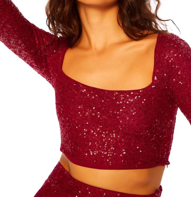 Susana Monaco Sequin Square Top Red Medium 3