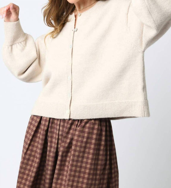 OLIVACEOUS Lina Knit Cardigan Beige Medium 4