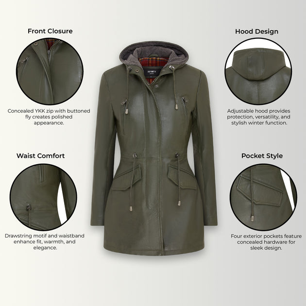 Infinity Clare Hooded Parka Jacket Green US 12 4