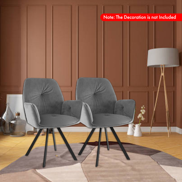 Hivvago Set of 2 Swivel Accent Chairs Gray 3