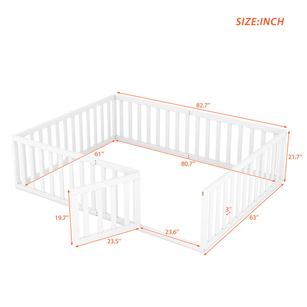 GOODSILO Queen Floor Bed Frame Walnut 4