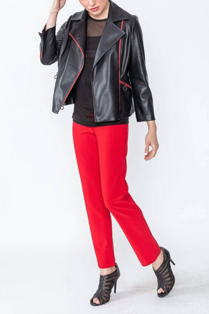IC Collection Faux Leather Biker Jacket Black XL 2