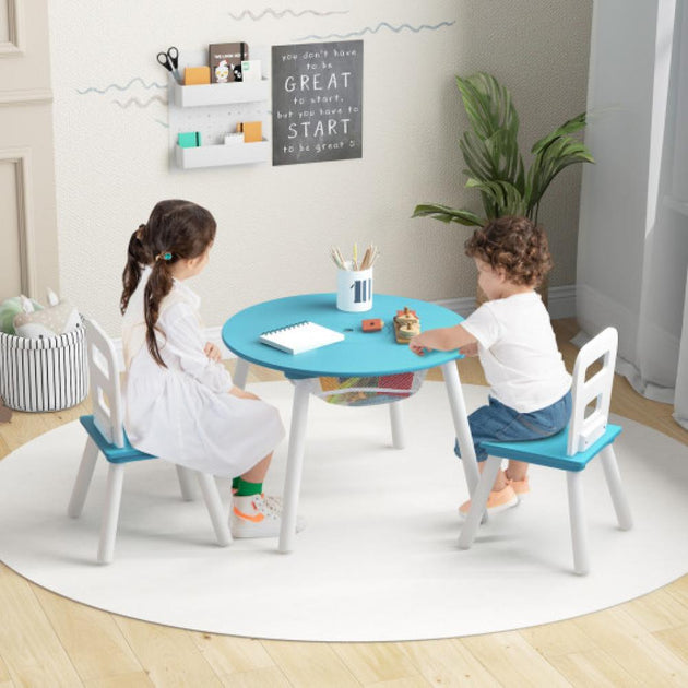 Hivvago Wood Activity Kids Table and Chair Set Blue 4