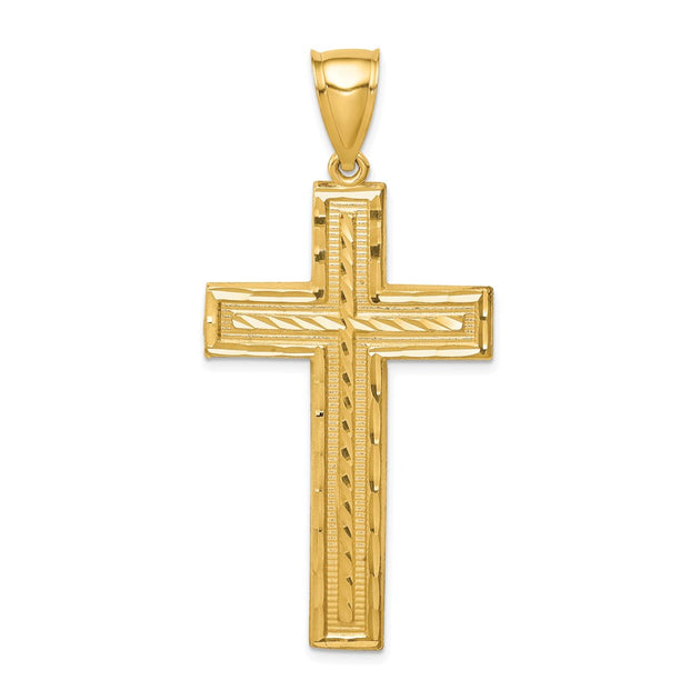 Diamond2Deal Cross Pendant Yellow Gold 2