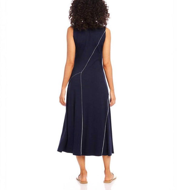 Karen Kane Reverse Seam Midi Dress Blue Medium 3