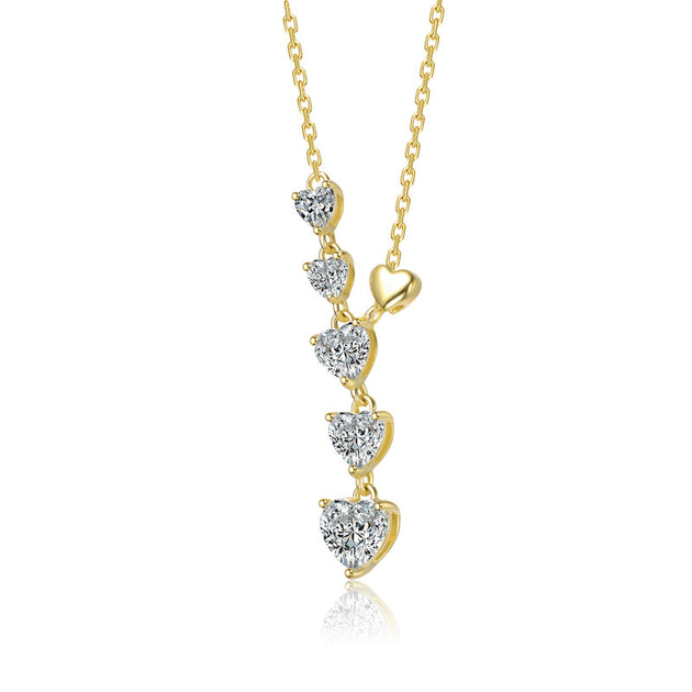 GigiGirl Six Hearts Drop Necklace Silver One Size 3