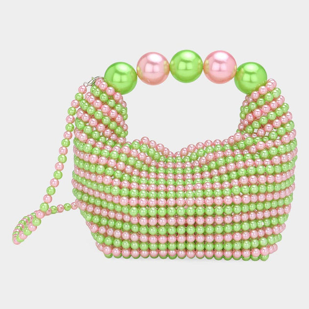 FASHNZFAB Pearl Beaded Handbag White One Size 5