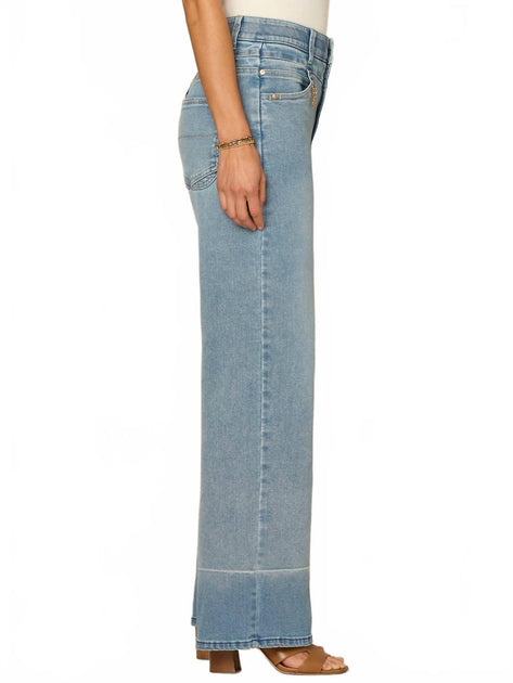 Democracy Skyrise Double V Yoke Weite Bein Jeans Mit Charm Multi US 10 4