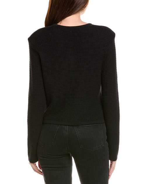 Hannah Rose Textured Crop Cashmere-Blend Jacket Black Large 4