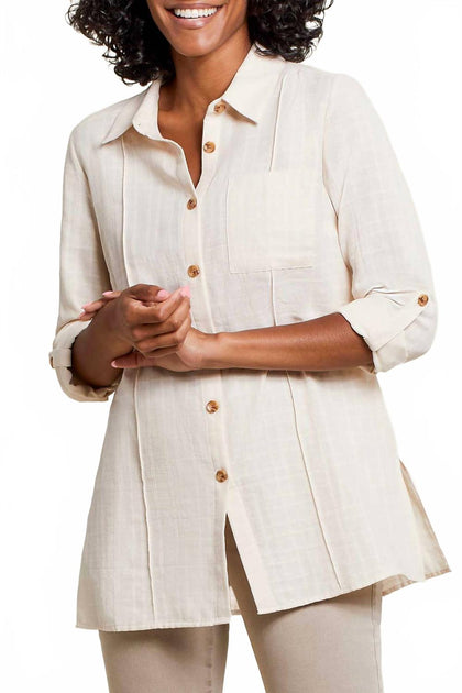 TRIBAL Pintuck Collar Tunic Beige XL 2