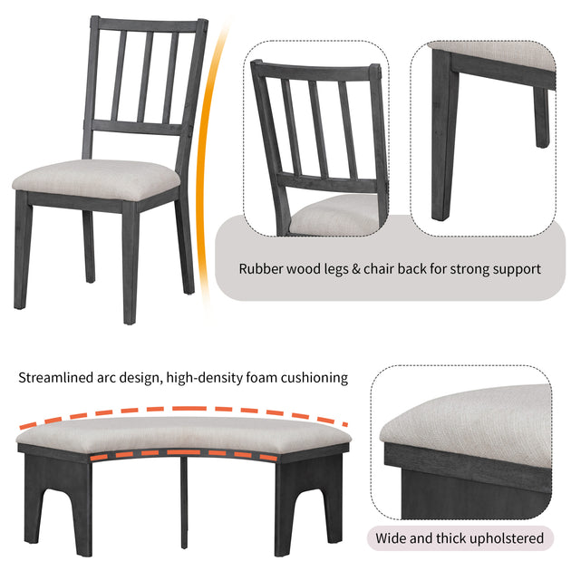 Streamdale Rustic Charm 5-Piece Dining Set with Bench Natural 5