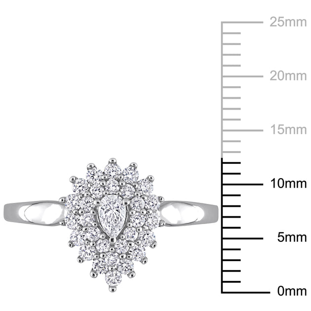 Mimi & Max Graduated Halo Diamond Engagement Ring White Gold US 7 4