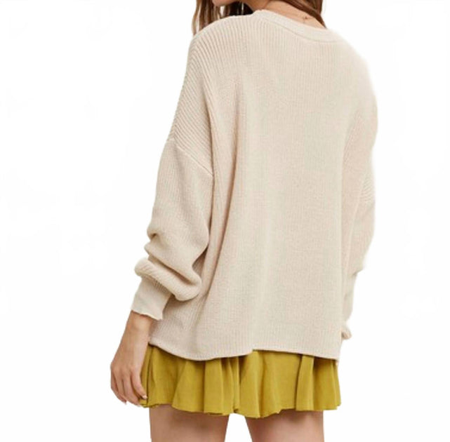 WISHLIST Vacay Handstitched Sweater Beige Small/Medium 3