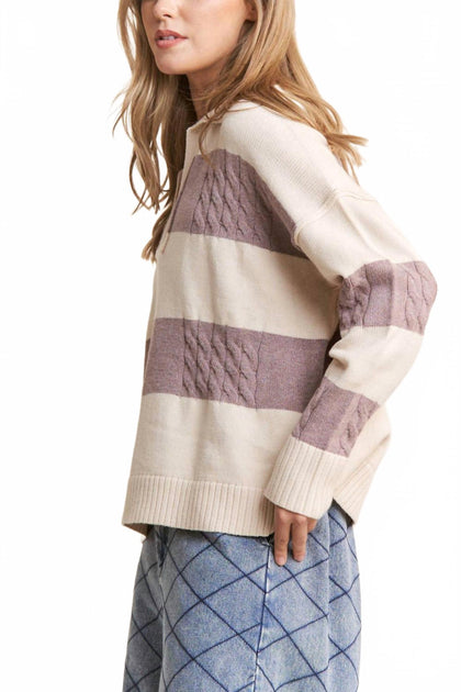 J.NNA Snuggled Up Johnny Collar Pullover Blau Groß 4