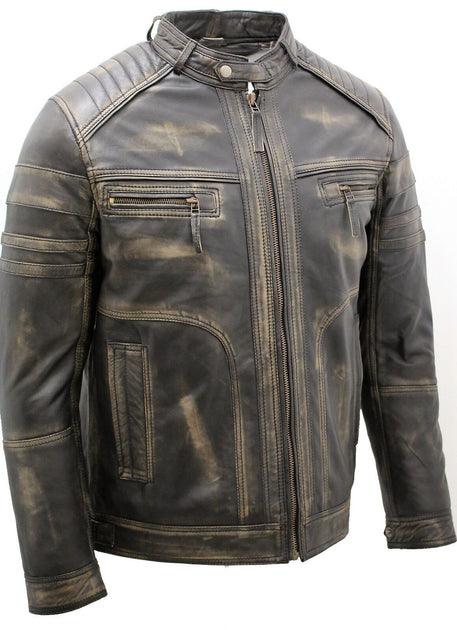 Infinity Naples Men's Leather Biker Jacket Black 5XLarge 3