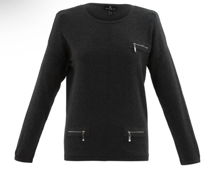 MARBLE Women Zip Sweater Black XLarge 2