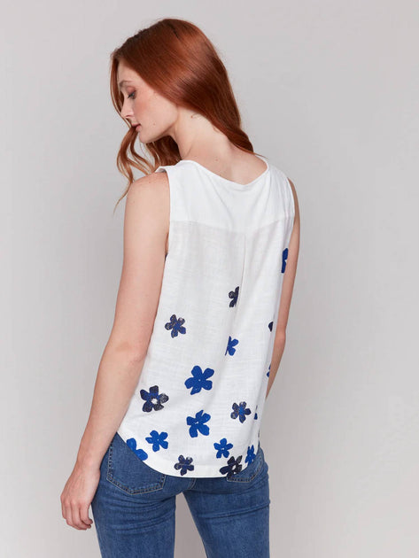 Charlie B Ärmelloses Gewebtes Top Blau XL 4